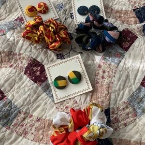 3 for 25💕Vintage earrings & matching scrunchies